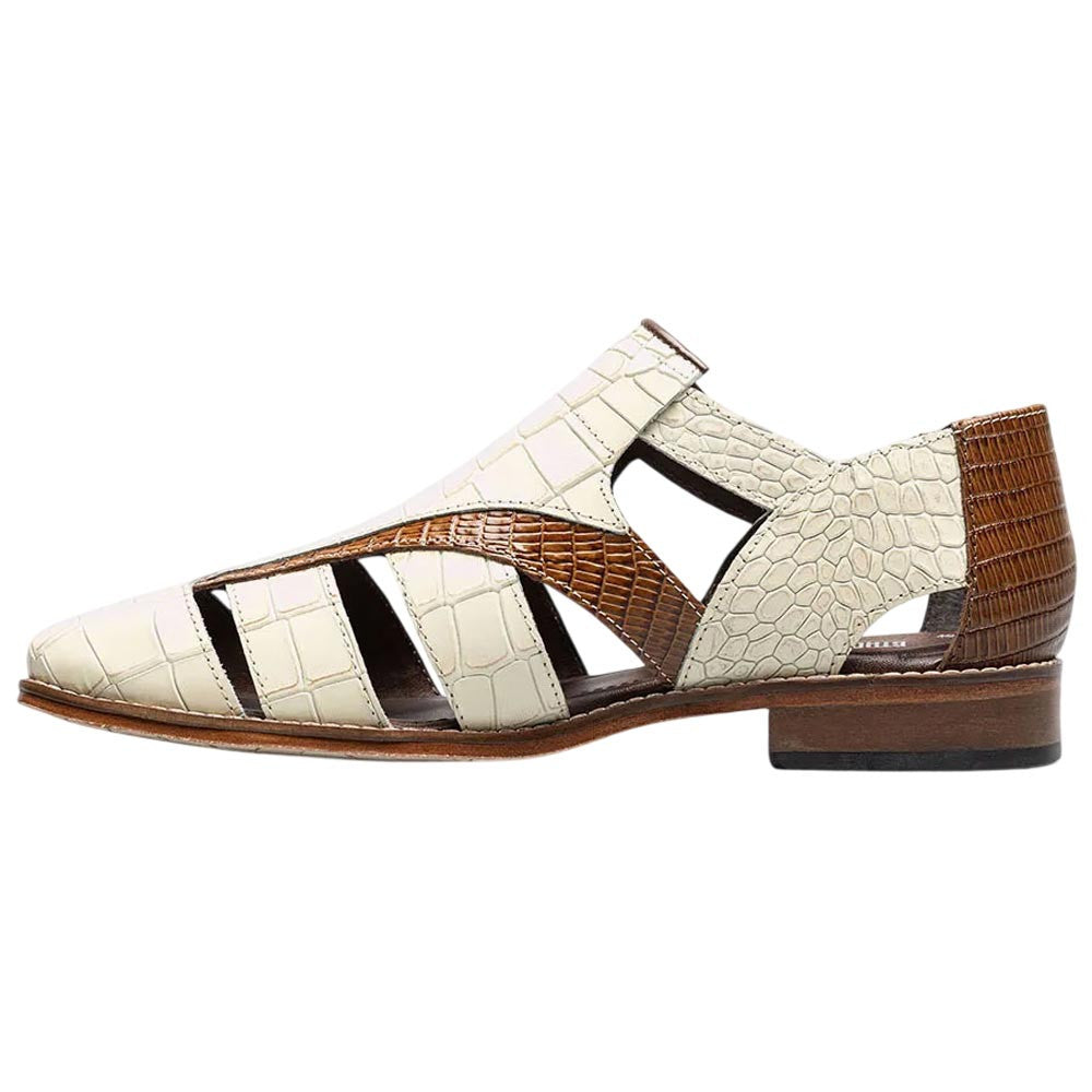 Stacy Adams Calandro Croco & Lizard Print Ivory Multi City Sandal for Men