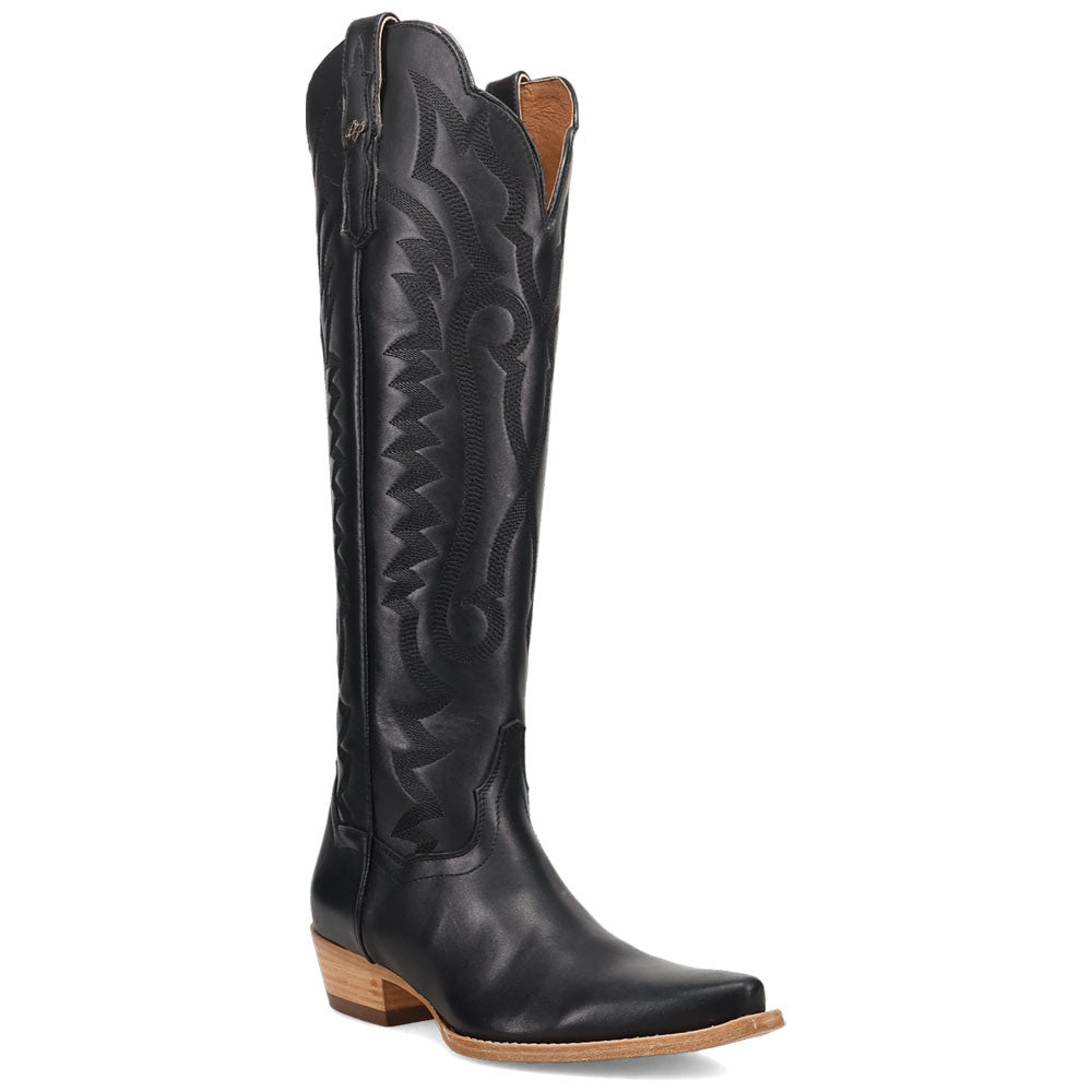Dan Post Heartland Leather Black Zipper Snip Toe Western Cowgirl Boots