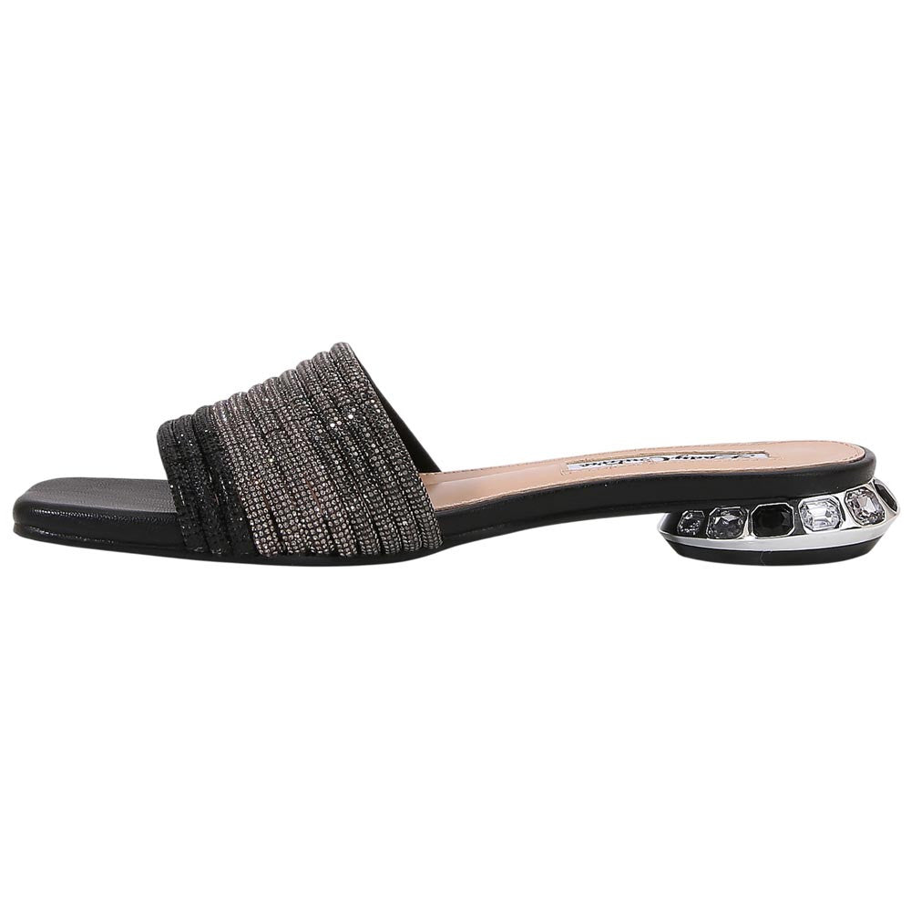 Lady Couture Women's Amazing Black Multi Color Rhinestone Strap Slide Sandals