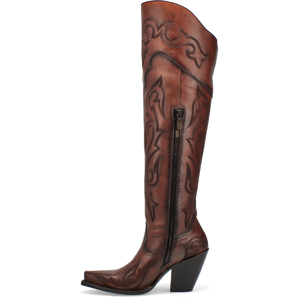 Dan Post Seduct Chestnut Leather Snip Toe Western Cowgirl Boot (USA Women Size)