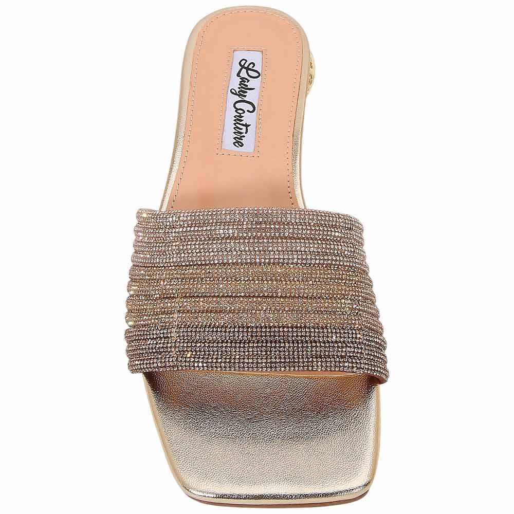 Lady Couture Amazing Women's Gold Multi Rhinestone Strap Slide Sandals