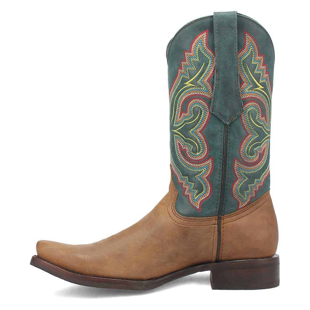 Dingo True Grit Tan/Green Leather Snoot Toe Western Cowboy Boots (USA Men Size)