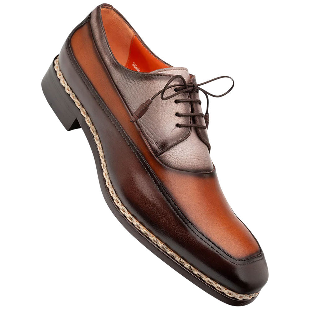 Bowery Calfskin/Deerskin Chocolate Multi Derby | Mezlan of Spain Dress Shoes for Men