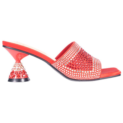 Lady Couture Fontana Women's Red Block Heel Wide Vamp Mules