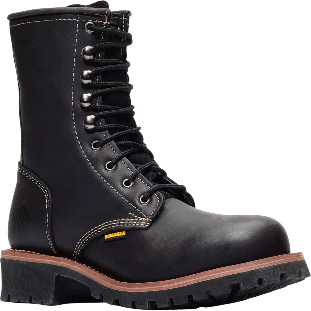 Bonanza 9" Black Steel Toe Logger Work Boots