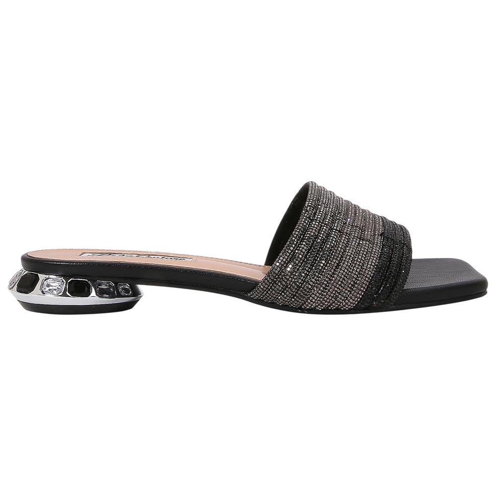 Lady Couture Women's Amazing Black Multi Color Rhinestone Strap Slide Sandals