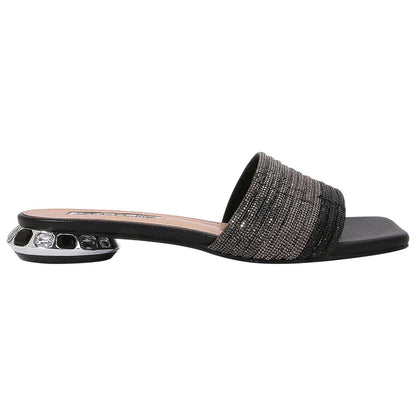 Lady Couture Women's Amazing Black Multi Color Rhinestone Strap Slide Sandals