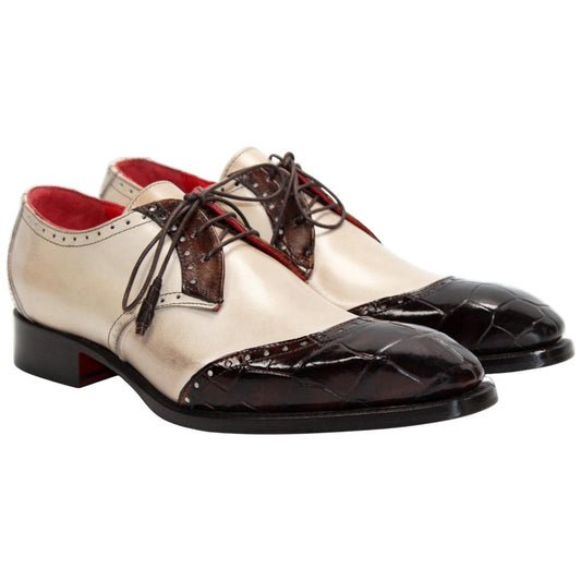 Fennix of Italy Genuine Alligator Skin JAX Brown Multi Derby Shoes (US Men Size)