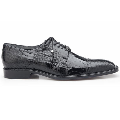 Belvedere Batta Black Men's Genuine Ostrich Cap Toe Lace Up Shoes