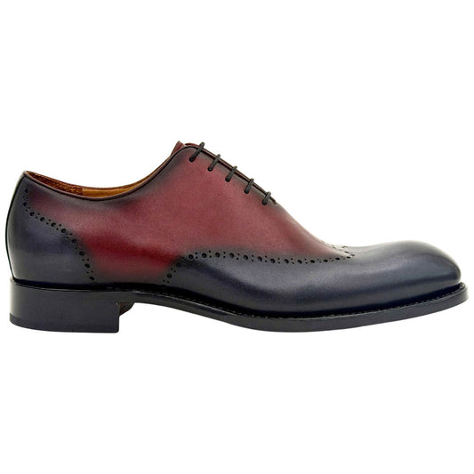 Ugo Vasare Williams Goodyear Welt Wholecut Toe Burgundy Grey Dress Shoes