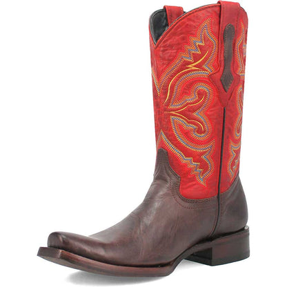 Dingo True Grit Brown/Red Leather Snoot Toe Western Cowboy Boots (USA Men Size)