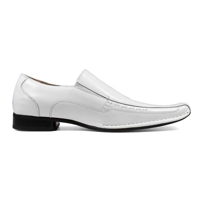 Stacy Adams Templin White Leather Bike Toe Loafers (USA Men Size)