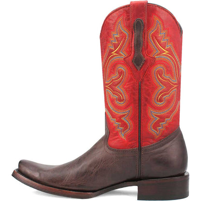Dingo True Grit Brown/Red Leather Snoot Toe Western Cowboy Boots (USA Men Size)