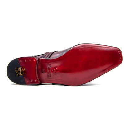 Ugo Vasare Men's Burgundy Good Year Welt Construction Monk Strap Shoes