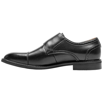 Stacy Adams Boswell Cap Toe Black Leather Double Monk Strap Dress Shoes for Men