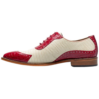 Stacy Adams Tarango Modified Cap Toe Raspberry w/Ivory Oxford Shoes for Men