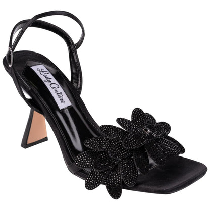 Lady Couture Lust Black Rhinestone Stud Slingback Heels