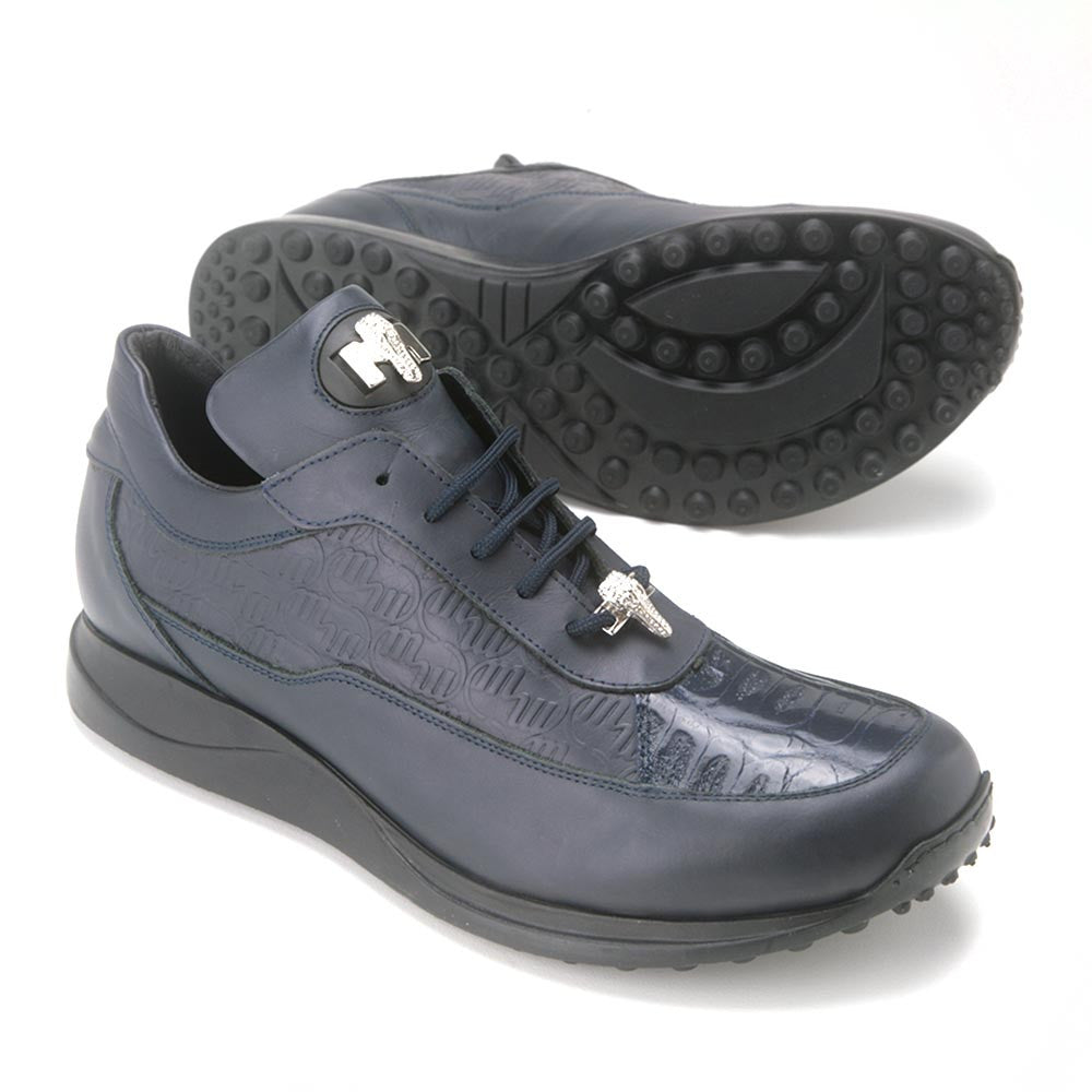 Mauri Blue Genuine Crocodile Skin & Nappa Casual Sneakers