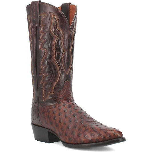 Dan Post Pershing Brown Full Quill Genuine Ostrich 13” Round Toe Cowboy Boot