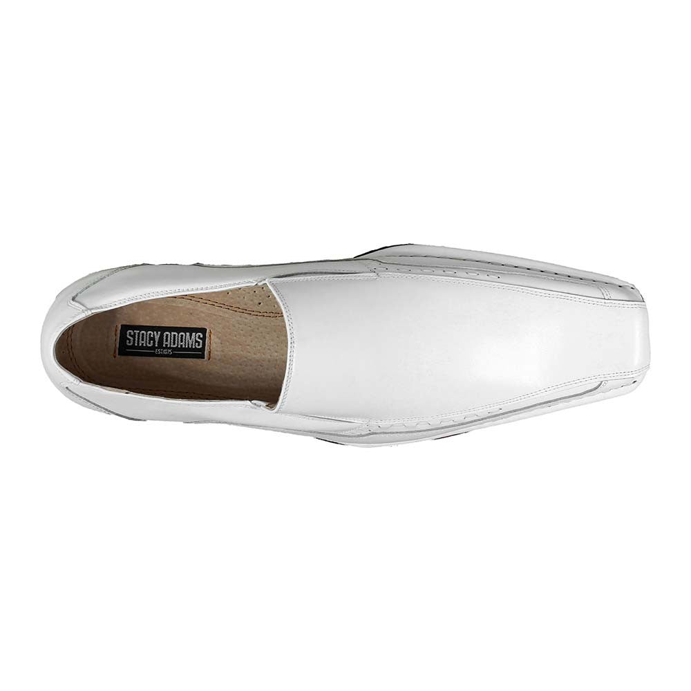 Stacy Adams Templin White Leather Bike Toe Loafers (USA Men Size)