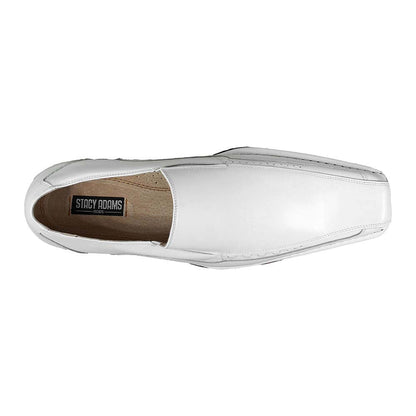 Stacy Adams Templin White Leather Bike Toe Loafers (USA Men Size)