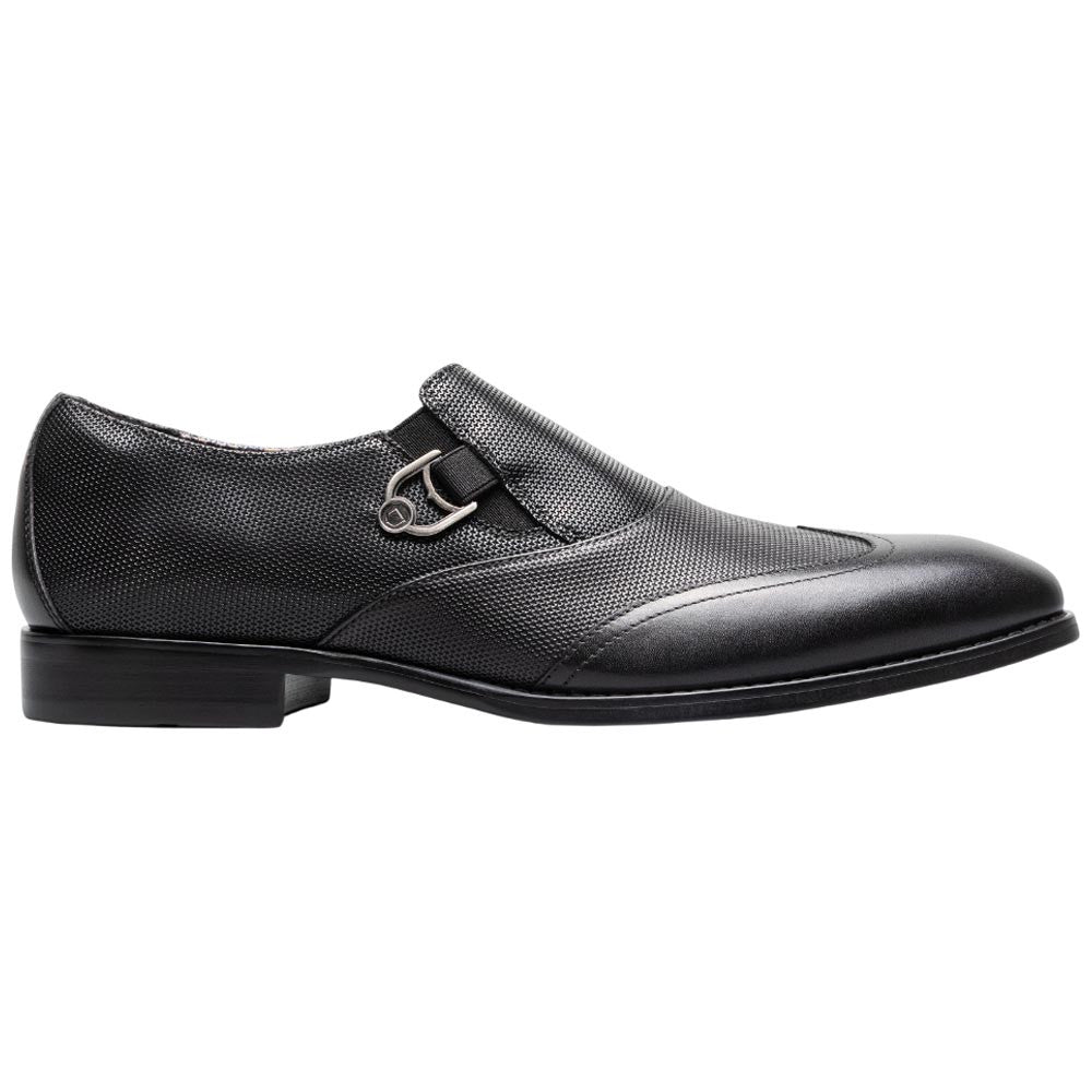 Stacy Adams Lockwood Wingtip Ornament Black Slip On Dress Shoes for Men