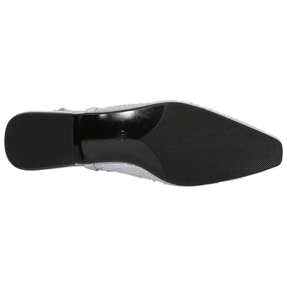 Lady Couture Kara 0.75” Block Heel Flats in Silver