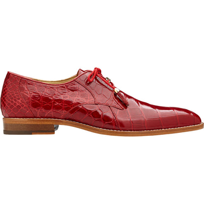 Belvedere Lago Men's Red Genuine American Alligator Skin Lace Up Shoes