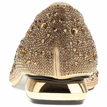 Lady Couture Fever Women's Gold Rhinestone Crystal Pointed Toe Dress Shoes