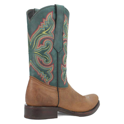 Dingo True Grit Tan/Green Leather Snoot Toe Western Cowboy Boots (USA Men Size)