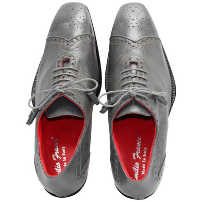 Bosco Grey Deer Skin Leather Lace Ups | Emilio Franco Dress Shoes for Men