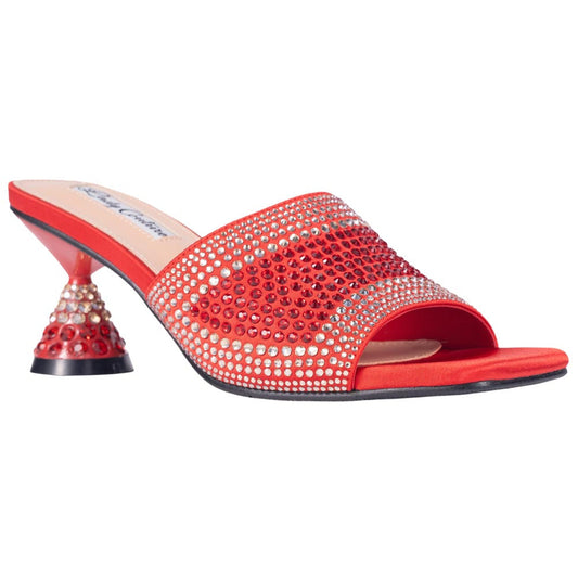 Lady Couture Fontana Women's Red Block Heel Wide Vamp Mules