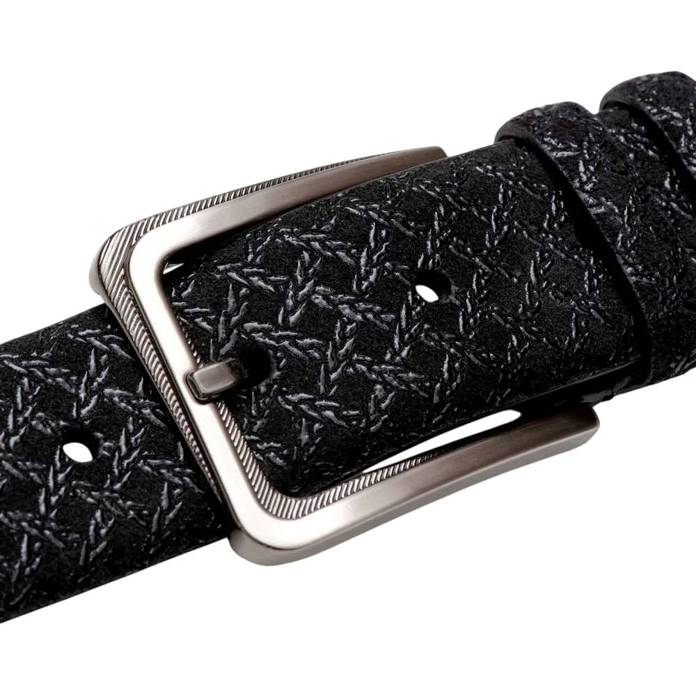 Mezlan Men's Printed Suede and Calf Trim Belt in Black