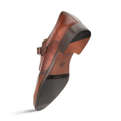 Mezlan Men's Forest Wing Tip Monk Strap in Cognac