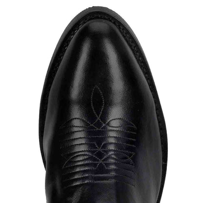 Laredo Paris Black Leather Round Toe Western Cowboy Boots (USA Men Size)