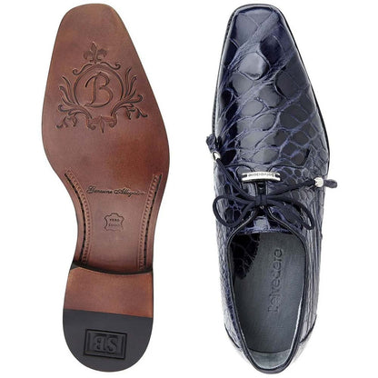 Belvedere Lago Navy Men’s Genuine American Alligator Lace Up Shoes
