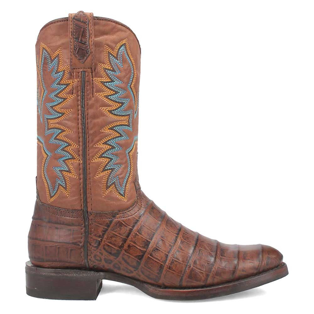 Dingo TrailBoss Brown Crocodile Print Round Toe Western Cowboy Boot(US Men Size)