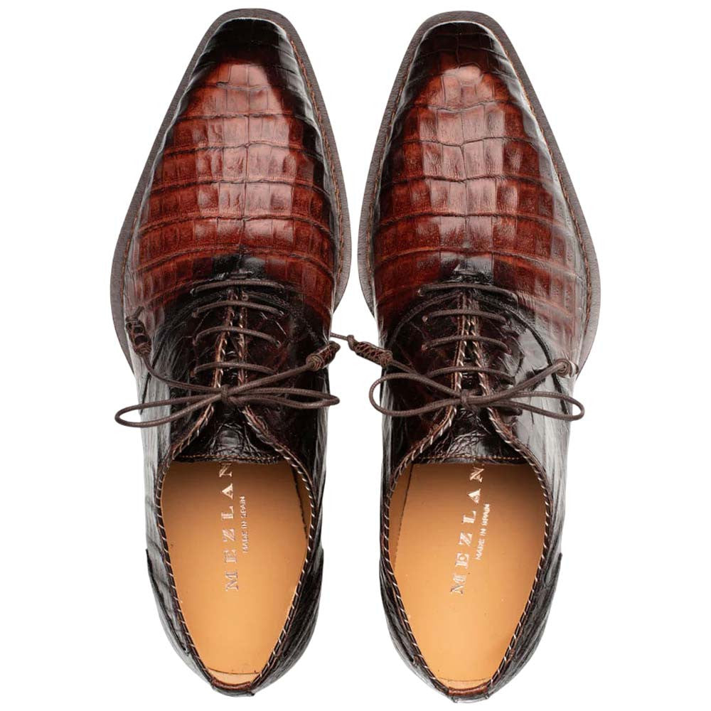Mezlan of Spain Westside Two-Tone Genuine Crocodile Skin Oxford Dress Shoes in Sport/Brown