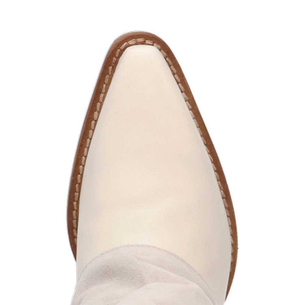 Wild Fire Leather White Cuffed Self-Embroidered Snip Toe Women Boot | Dingo Western Cowgirl Boots
