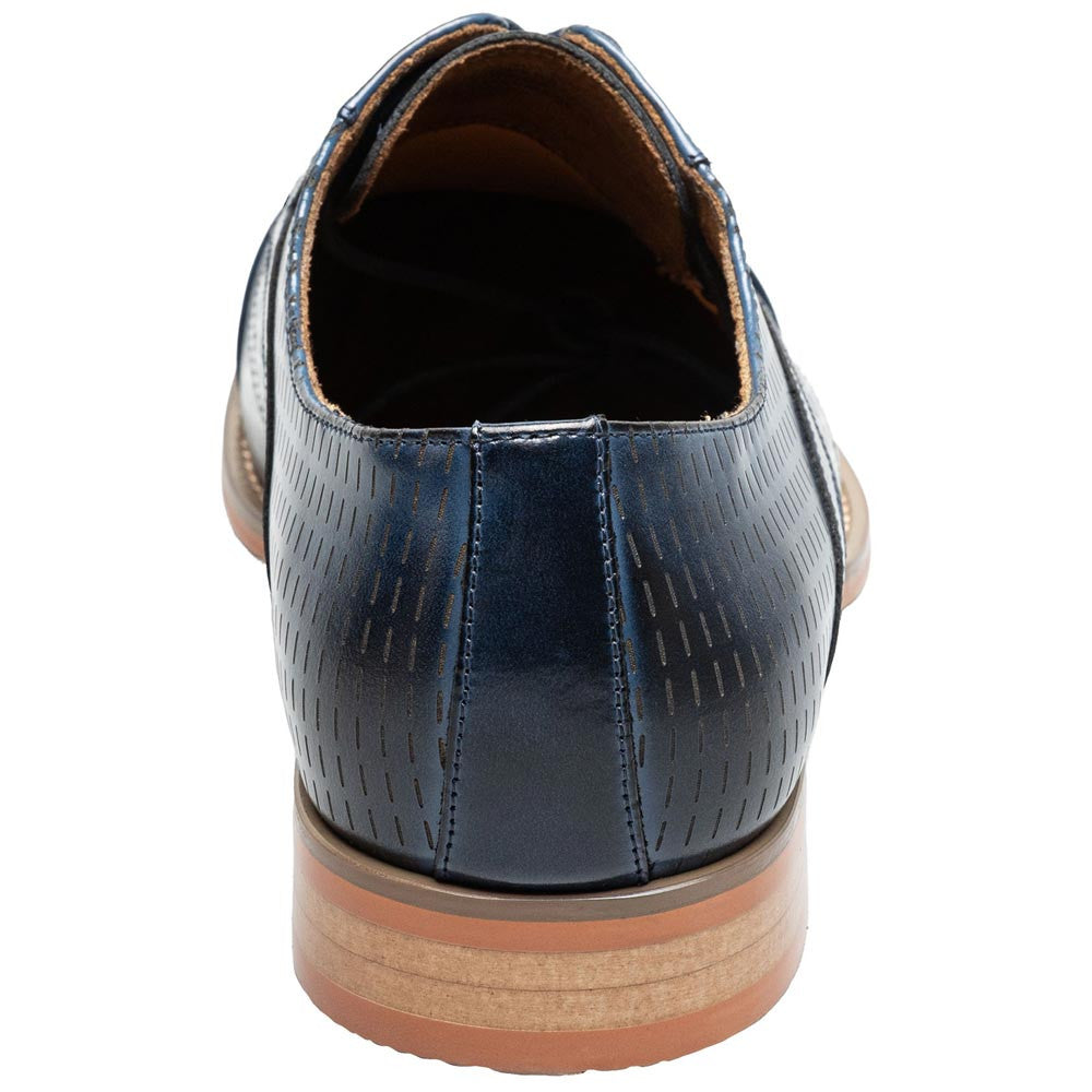 Stacy Adams Men’s Blue Textured Leather Cap Toe Oxfords Hobson