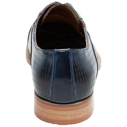 Stacy Adams Men’s Blue Textured Leather Cap Toe Oxfords Hobson