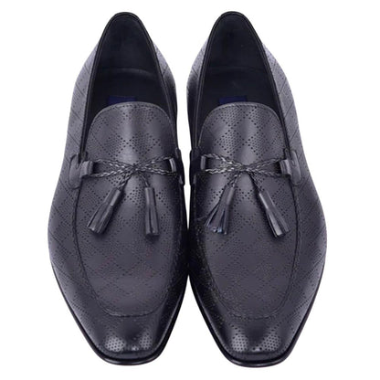 Corrente Men’s Black Almond Toe Tassel Loafer - shoeclassix.com