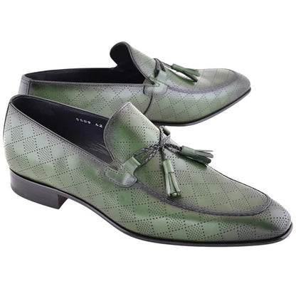 Corrente Men’s Green Tassel Almond Toe Loafer - shoeclassix.com