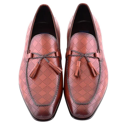 Corrente Men’s Tan Tassel Almond Toe Loafer - shoeclassix.com
