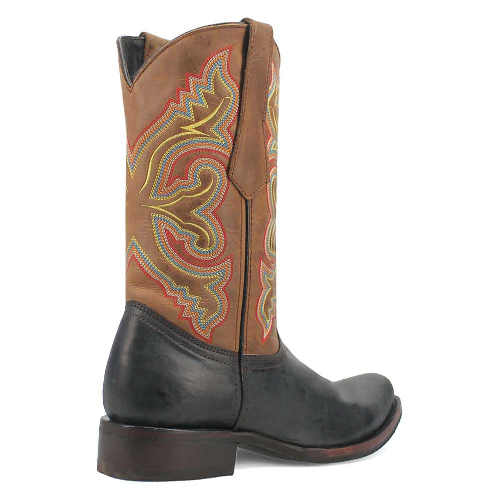 Dingo True Grit Black/Tan Leather Snoot Toe Western Cowboy Boots (USA Men Size)