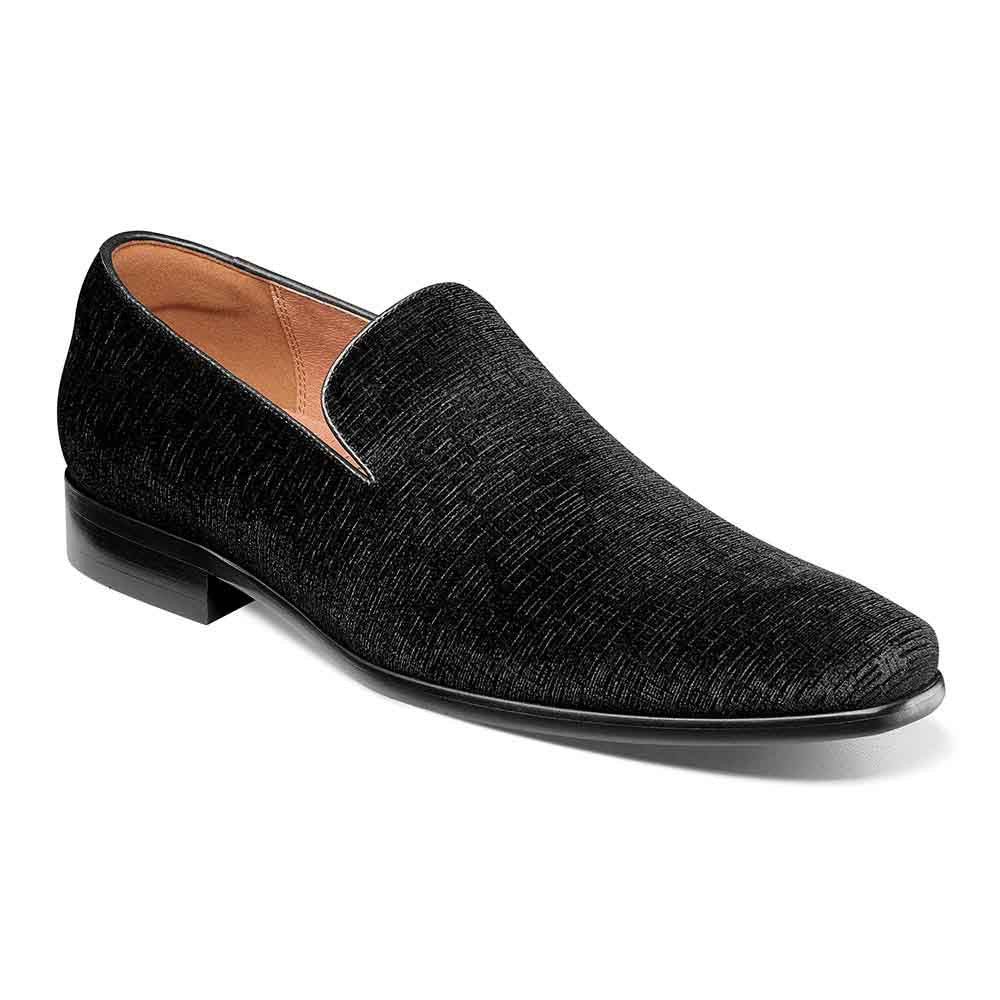 Florsheim Postino Black Velvet Textile Plain Toe Dress Loafer (USA Men Size)