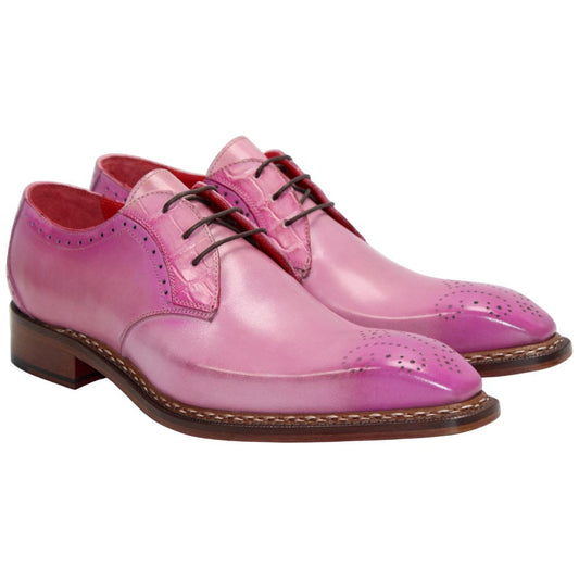 Fennix of Italy Genuine Alligator Skin TYLER Pink Derby Shoes (US Men Size)