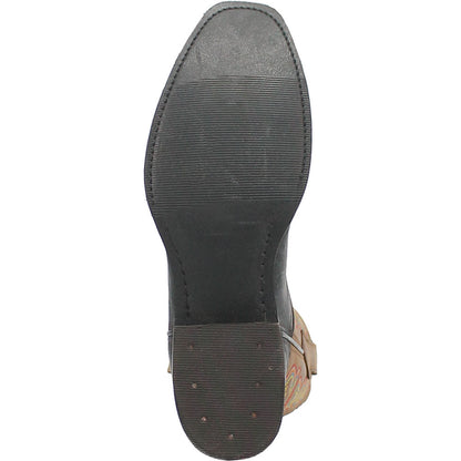 Dingo True Grit Black/Tan Leather Snoot Toe Western Cowboy Boots (USA Men Size)
