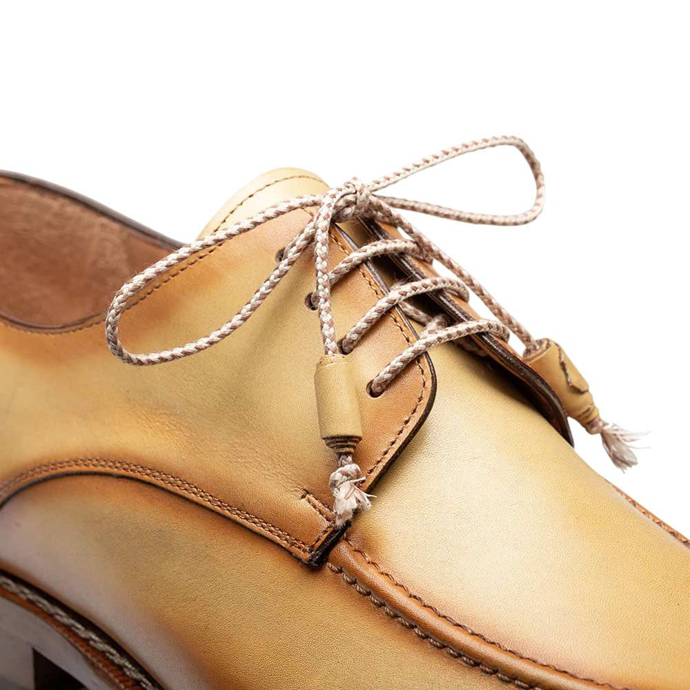 Mezlan Men’s Belmonte Dark Mustard Hand-Burnished Patina Calfskin Dress Derby Shoes