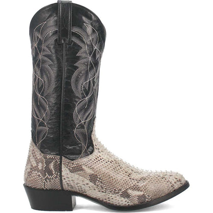 Dan Post Men’s Manning Black and Natural Python 13” Round Toe Leather Boot - shoeclassix.com